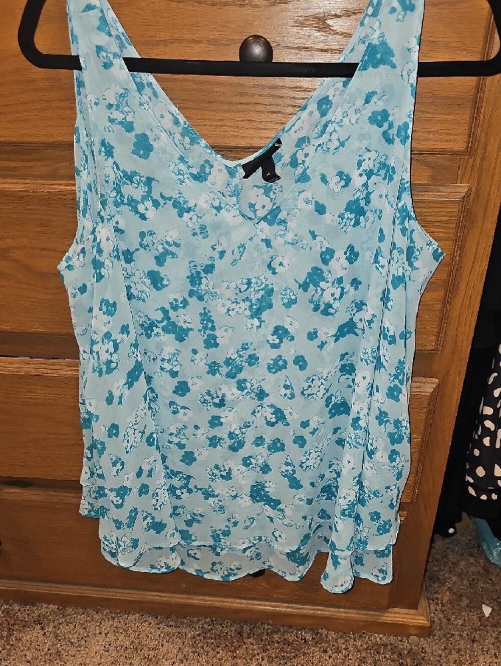 Lane Bryant Teal Floral V-Neck Camisole